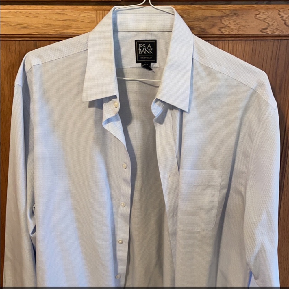 Jos A Bank Men’s dress shirt. Blue Size 17, 35